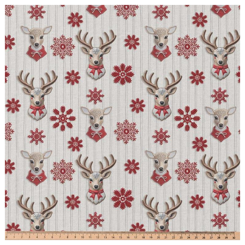 Printed Cotton CERBICHE2 Ecru / Red